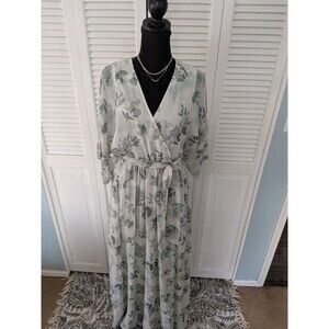 Baltic Born White Maxi Dress with Sage Green Floral Print
